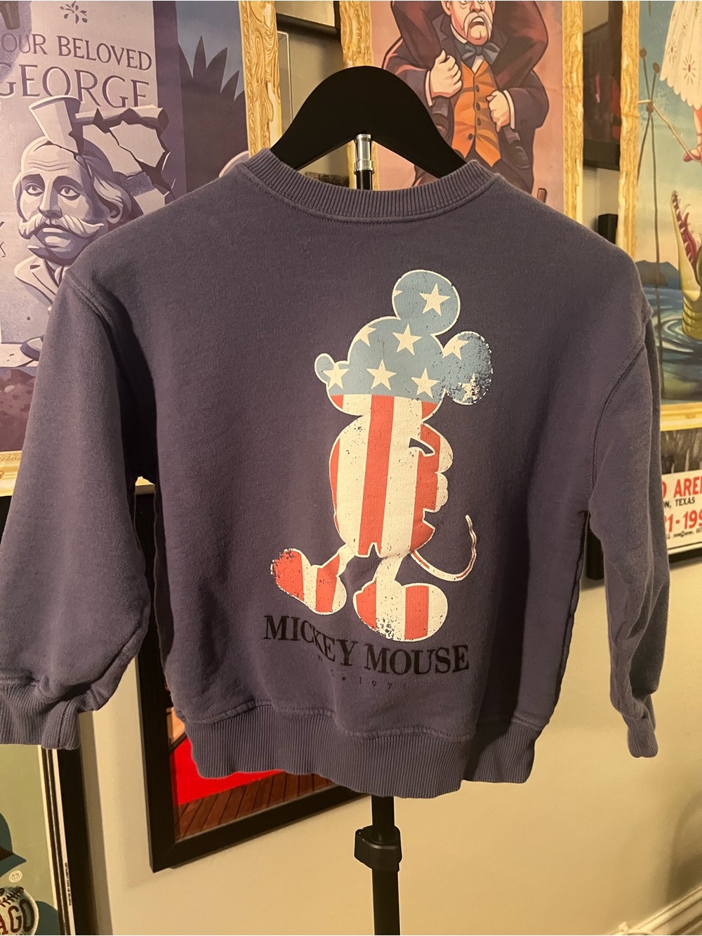 Zara Kids Mickey Mouse Flag Graphic Sweatshirt - Navy